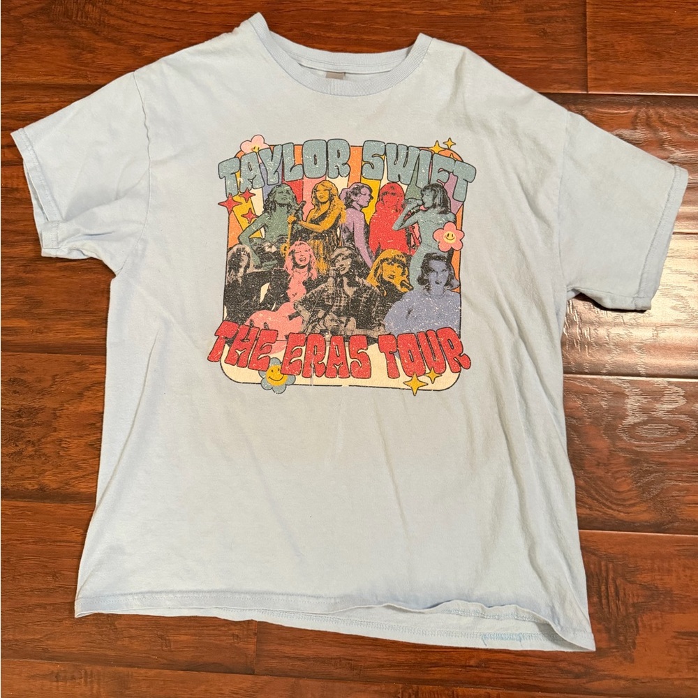 Taylor Swift Light Blue The Eras Tour Retro Graphic Tee